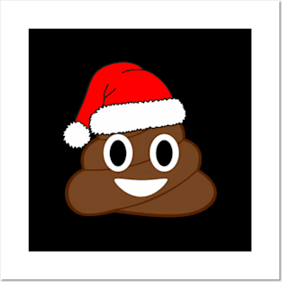 Poop Emoticon Santa Face Emoticon Posters and Art